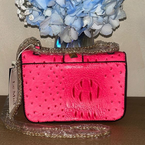 NWT Hot Pink Women's Crossbody Bag with Stud Accent - Picture 3 of 7